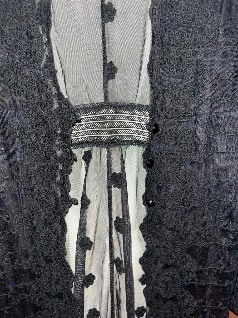 Xtaren sheer Black Lace Long Robe - Women Intimates & Sleepwear. Size M - Picture 4 of 7